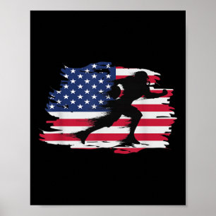 Vintager American Flag Quarterback Football Poster