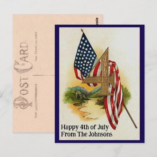 Vintager Amerikanische Unabhängigkeitstag Patrioti Postkarte (Vorne/Hinten)