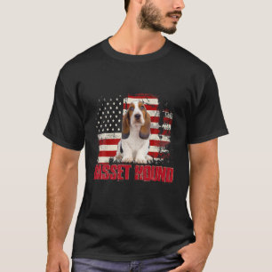Vintager amerikanischer Flag Basset Hound Hund Lov T-Shirt