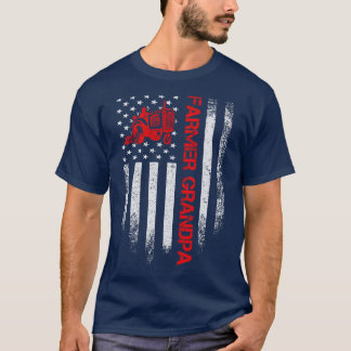 Vintager amerikanischer Flag Bauer Traktor T-Shirt