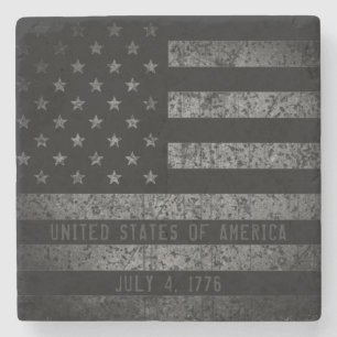 Vintager amerikanischer Flag (Flag Distressed Text Steinuntersetzer