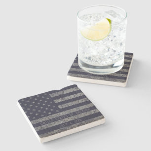 Vintager amerikanischer Flag (Flag Distressed Text Steinuntersetzer