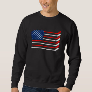 Vintager amerikanischer Flag Hockey Player Funny I Sweatshirt