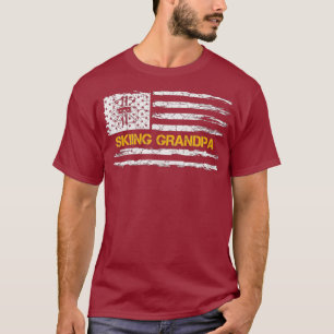 Vintager amerikanischer Flag-Proud-Skifahrer T-Shirt