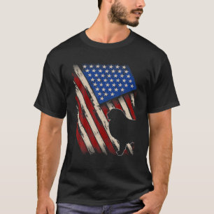 Vintager amerikanischer Flag Retro große Pyrenäen  T-Shirt