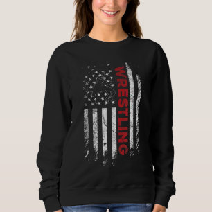 Vintager amerikanischer Flaggen-Wrestling Patrioti Sweatshirt