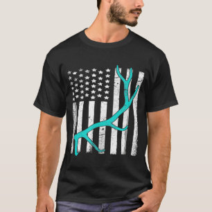 Vintager amerikanischer FlaggenElch Jagd Funny Usa T-Shirt