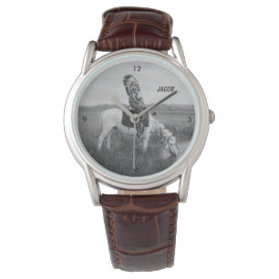 Vintager amerikanischer Häuptling auf dem Rücken Armbanduhr