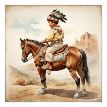 Vintager amerikanischer Junge auf Pferden Western