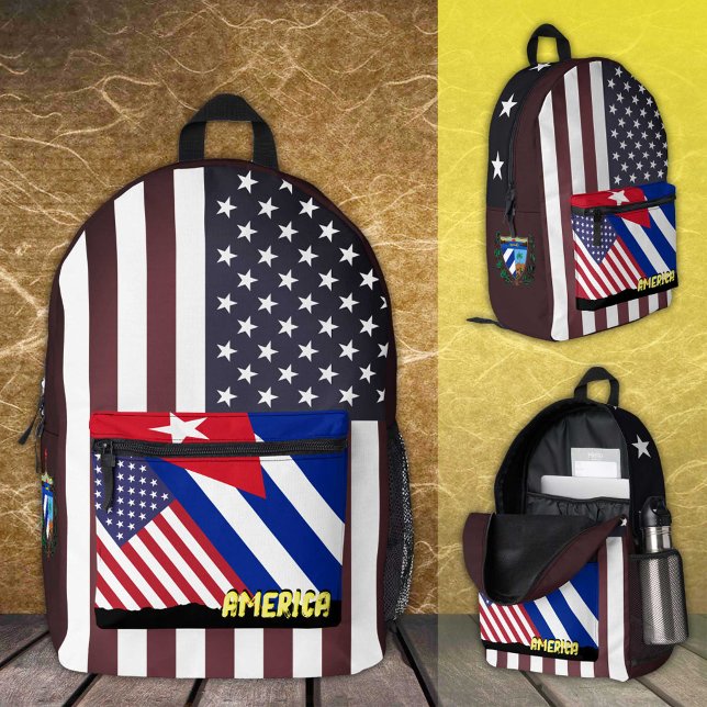 Vintager amerikanischer/kubanischer Rucksack, patr Bedruckter Rucksack (Von Creator hochgeladen)