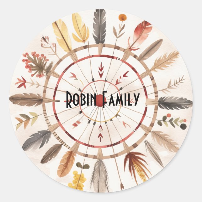 Vintager amerikanischer Ureinwohner Runder Aufkleber (Vorderseite)