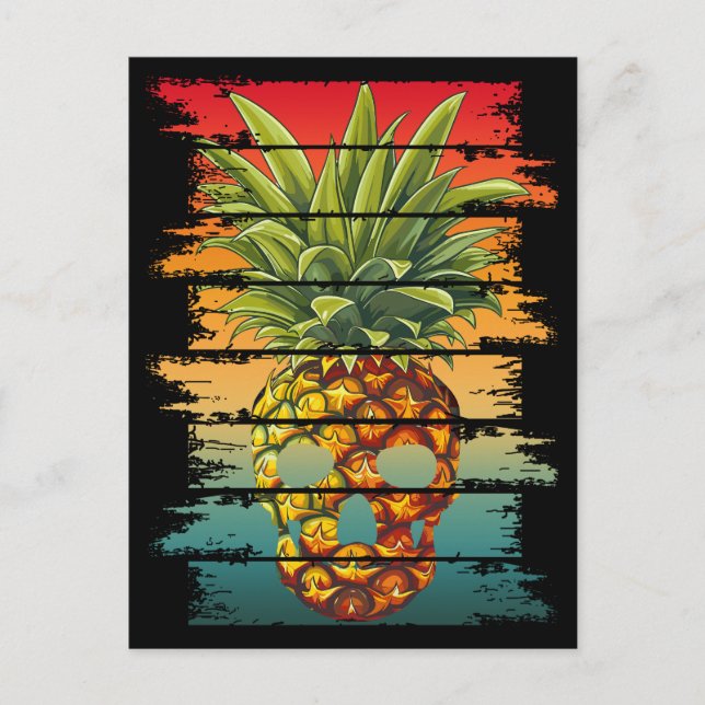 Vintager Ananas-Schädel Postkarte (Vorderseite)