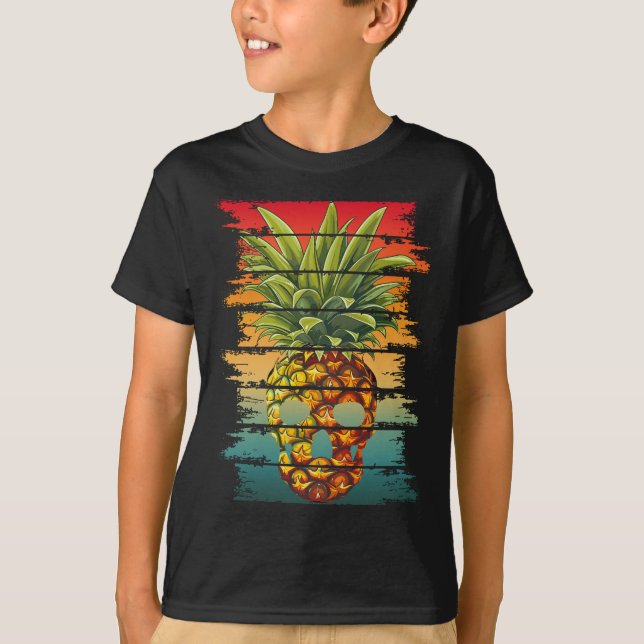Vintager Ananas-Schädel T-Shirt (Vorderseite)