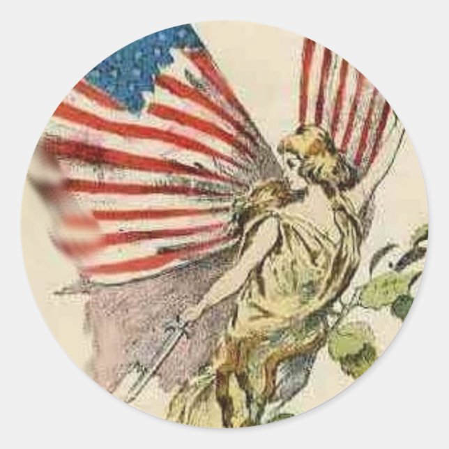 Vintager Angel Runder Aufkleber (Vorderseite)