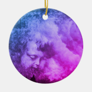Vintager Angel & Stormy Heaven Sky (Weihnachten) Keramik Ornament