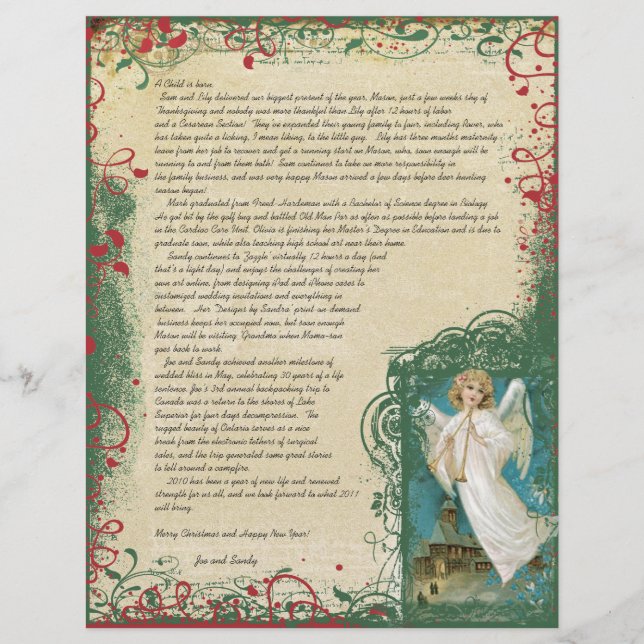 Vintager Angel-Weihnachtsbrief (Vorderseite)