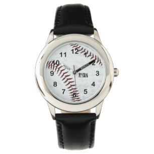 Vintager angeredeter Basebalball - rotes Nähen Armbanduhr