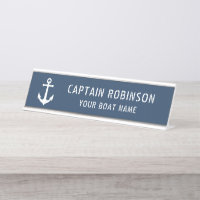 Vintager Anker Ihr Kapitän Name Boot Name Silver