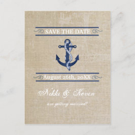 Vintager Anker Nautical Wedding Rett Datum Postkar Ankündigungspostkarte