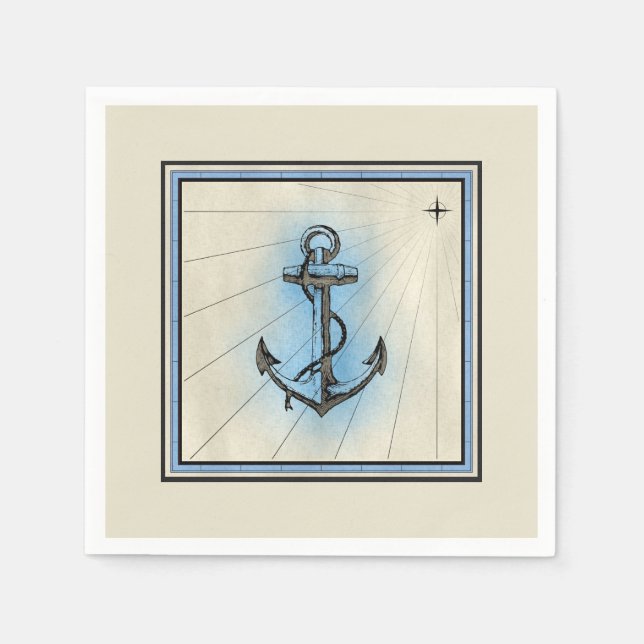 Vintager Anker Standard Cocktail Papier Napkin Serviette (Vorderseite)