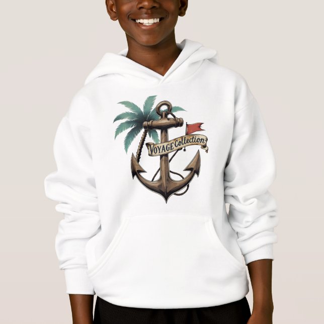 Vintager Anker und Palmenbaum - Seefahrt Hoodie (Vorderseite)