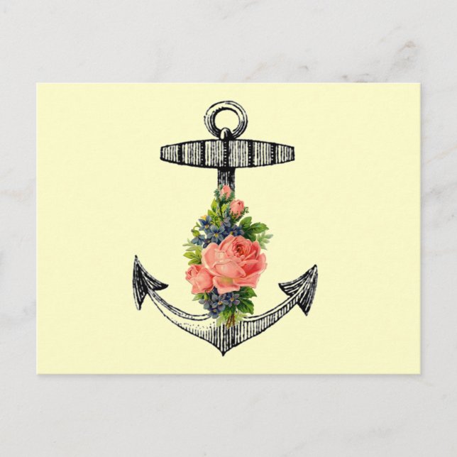 "Vintager Anker und Rose" Postkarte (Vorderseite)