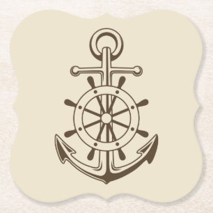 Vintager Anker- und Schiffsradständer Untersetzer