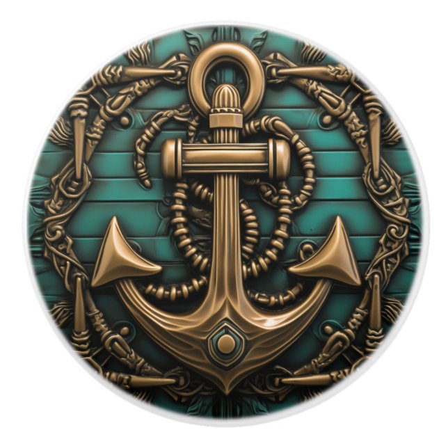 Vintager Ankergedanke Keramikknauf (Vorderseite)