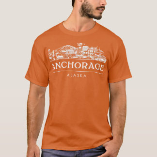 Vintager Ankerplatz Skyline Retro Alaska Vacati T-Shirt