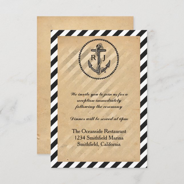 Vintager Ankerpunkt - Empfang Einladung (Vorne/Hinten)