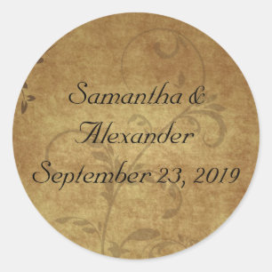 Vintager antiker brauner Swirbel passender Umschla Runder Aufkleber