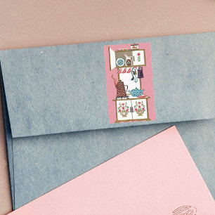 Vintager antiker Retro Küchen-Ofen-Kaffee-Topf Rechteckiger Aufkleber