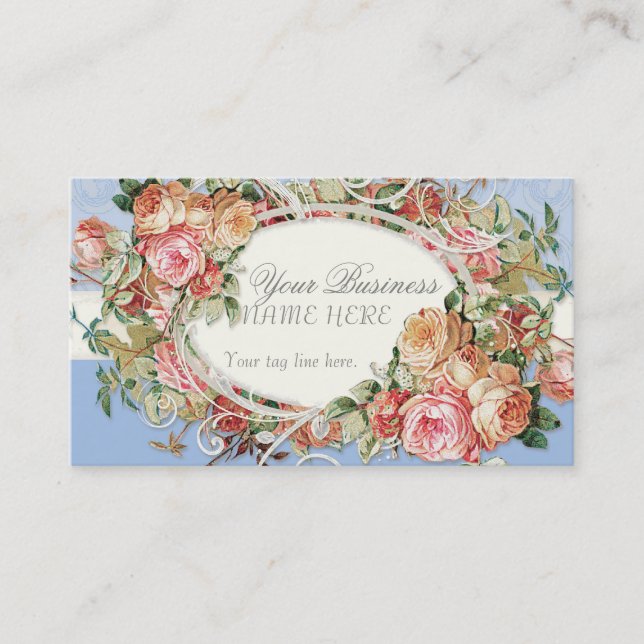 Vintager antiker Rosen-Blumenblumenstrauß-moderner Visitenkarte (Vorderseite)