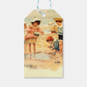 Vintager antiker Strand Boy Girl Kinder Kunst, Dic Geschenkanhänger