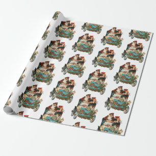 Vintager antiker Weihnachtsmann Geschenkpapier