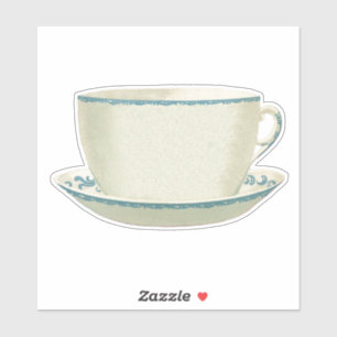 VINTAGER ANTIQUE-TEACUP-TRANSPARENTER STICKER