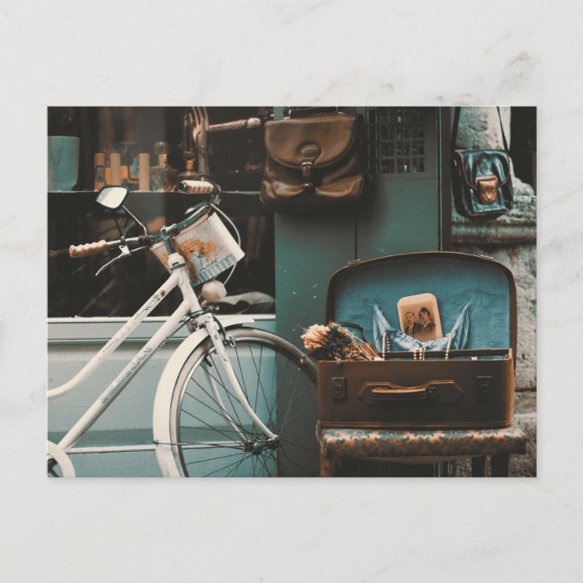 Vintager Antiquitätenladen und Waren Postkarte (Vorderseite)