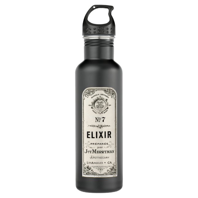 Vintager Apotheker-Elixier-Aufkleber Edelstahlflasche (Vorderseite)