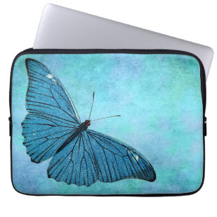Vintager Aquamariner Blauer Schmetterling der 1800 Laptopschutzhülle