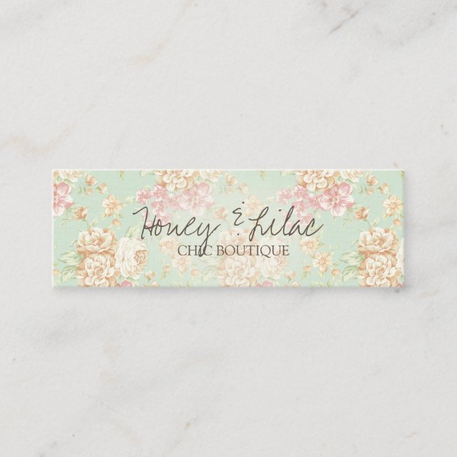 Vintager aquamariner Mit Blumenhangtag Mini Visitenkarte (Vorderseite)