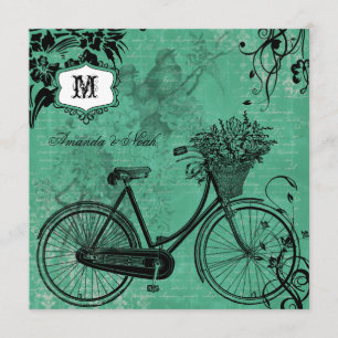 Vintager Aquamariner Radplatz Einladung Hochzeit