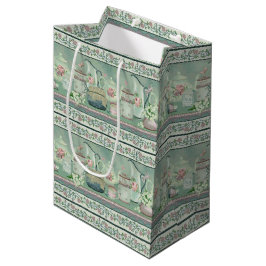 Vintager Aquamariner Tee und Rose Geschenktasche Mittlere Geschenktüte