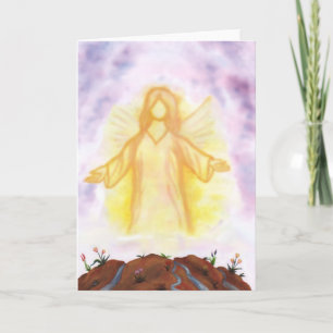 Vintager Aquarellengel erscheint und strahlt Feiertagskarte