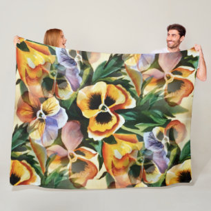 Vintager Aquarellgarten im warmen Herbst Fleecedecke