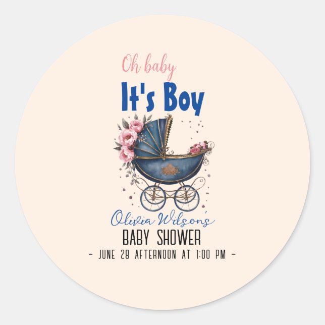 Vintager Aquarellplatz, Kinderdusche Runder Aufkleber (Vorderseite)