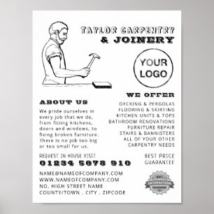 Vintager Arbeiter, Tischler, Tischlerwerbung Poster