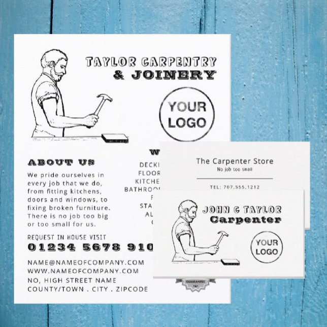 Vintager Arbeiter, Zimmermann, Zimmermann Visitenkarte (Von Creator hochgeladen)