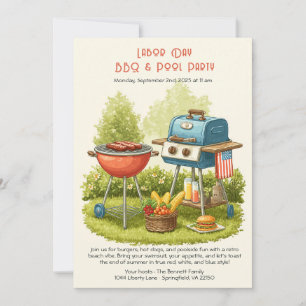 Vintager Arbeitstag GRILLEN und Party Einladung vo