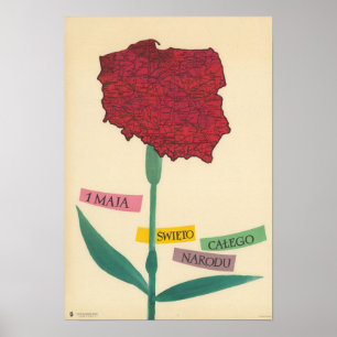 Vintager Arbeitstag Polen Karte Poster