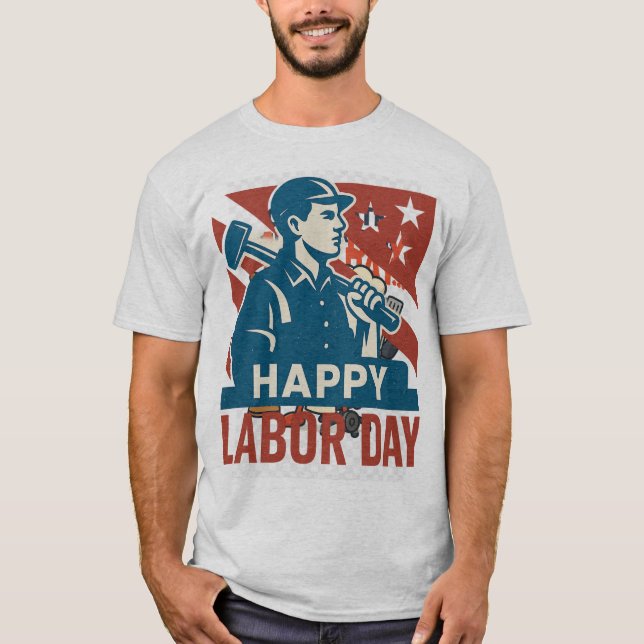 Vintager Arbeitstag USA Retro-Poster-Stil T-Shirt (Vorderseite)